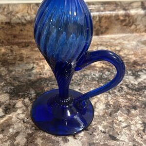 Vintage Cobalt Blue Swirl Lamp Decor